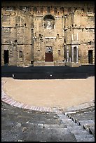 Seats, orchestra, stage, stage wall, Roman theatre, Orange. Provence, France (color)