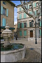 Fountain and town square, Orange. Provence, France (color)