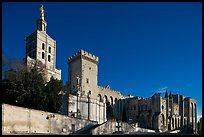 Cathedral of Notre-Dame-des-Doms and Palace of the Popes. Avignon, Provence, France (color)