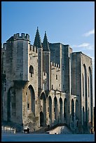 Massive walls of the Palace of the Popes. Avignon, Provence, France (color)