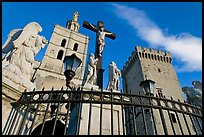 Crucifix in front of Notre-Dame-des-Doms Cathedral. Avignon, Provence, France ( color)