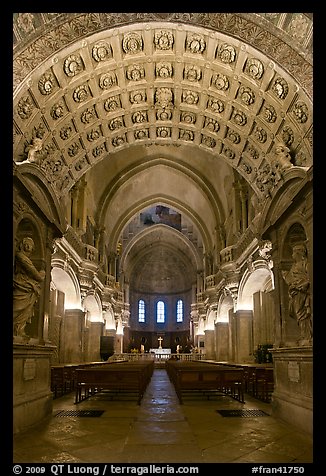 Romanesque nave of Cathedral of Notre-Dame-des-Doms. Avignon, Provence, France (color)