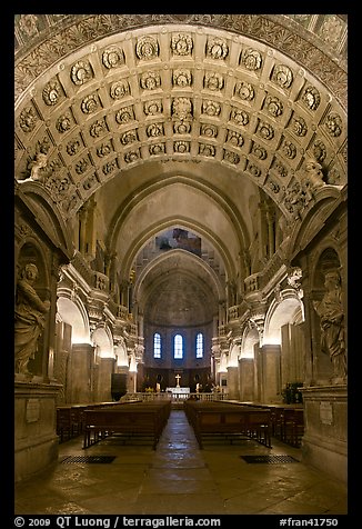 Romanesque nave of Cathedral of Notre-Dame-des-Doms. Avignon, Provence, France