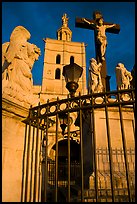 Cross in front of Notre-Dame-des-Doms Cathedral. Avignon, Provence, France