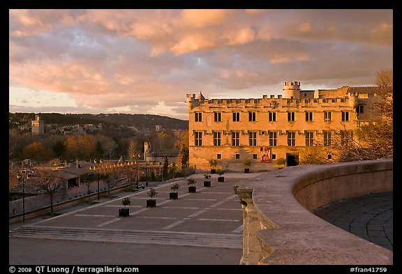 Palace square and Petit Palais at sunset. Avignon, Provence, France