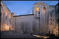 Honnor Courtyard at dusk, Papal Palace. Avignon, Provence, France (color)