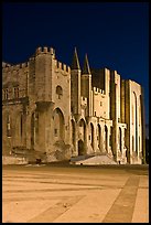 Palace square and Palais des Papes at night. Avignon, Provence, France ( color)