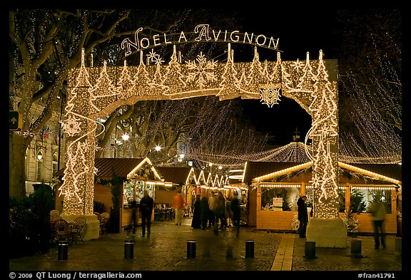 Christmas fair at night. Avignon, Provence, France
