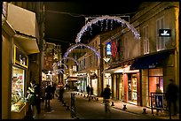 Commercial street at night. Avignon, Provence, France