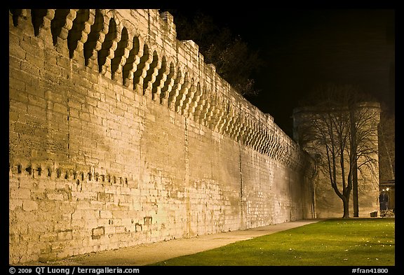 Ramparts at night. Avignon, Provence, France