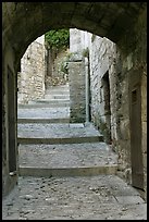 Arch and paved stairs, Les Baux-de-Provence. Provence, France