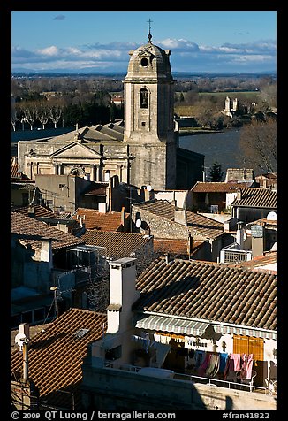 Church and rooftops. Arles, Provence, France (color)