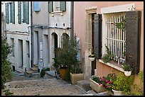 Facades of painted houses. Arles, Provence, France ( color)