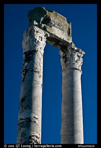 Ruined columns of the antique theatre. Arles, Provence, France (color)