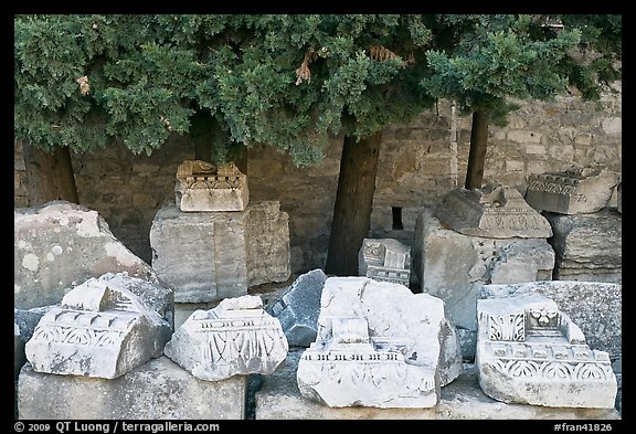 Ruined blocks of the antique theater. Arles, Provence, France (color)