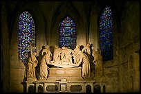 Lit sculpture of Christ laid to rest, St Trophime church. Arles, Provence, France ( color)