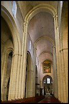 Romanesque style nave, St Trophime church. Arles, Provence, France (color)