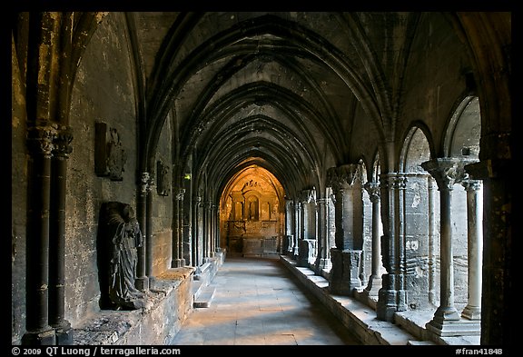 Sculptured columns, St Trophimus cloister. Arles, Provence, France