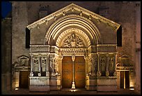 Portal of Trophime church with representation of the Last Judgment. Arles, Provence, France (color)