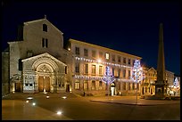 Place de la Republique and Eglise Saint Trophime at night. Arles, Provence, France ( color)