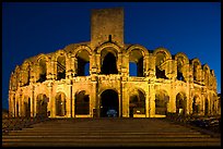Roman Arena at night. Arles, Provence, France