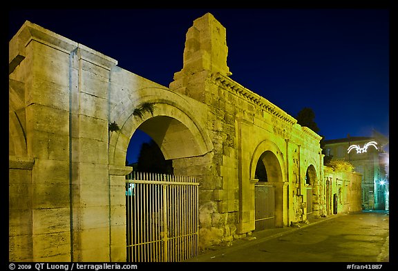Roman theatre at night. Arles, Provence, France (color)