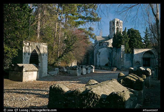 Tombs, mausoleums, and church, Alyscamps. Arles, Provence, France