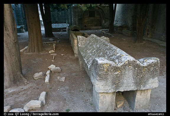 Sarcophagus, Alyscamps. Arles, Provence, France (color)