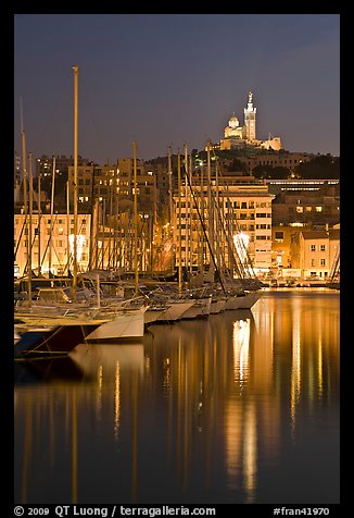 Old Harbor and Basilica Notre Dame de la Garde. Marseille, France