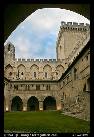 Inside Courtyard, Palace of the Popes. Avignon, Provence, France (color)