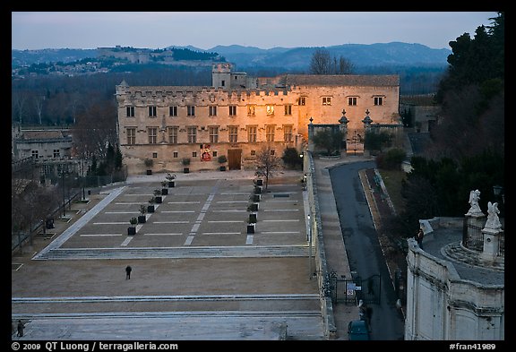 Petit Palais and plazza seen from Papal Palace. Avignon, Provence, France (color)