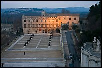 Petit Palais and plazza seen from Papal Palace. Avignon, Provence, France (color)