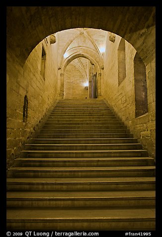 Stairs inside Palace of the Popes. Avignon, Provence, France