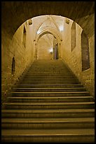 Stairs inside Palace of the Popes. Avignon, Provence, France