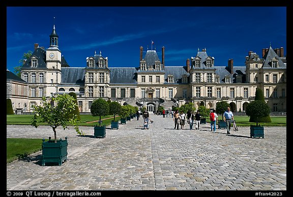 Cour du Cheval Blanc, Chateau de Fontainebleau. France (color)