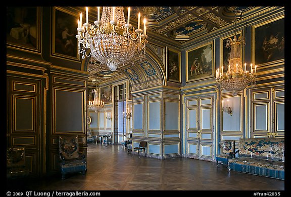 Entrance of the Louis 13 room, Fontainebleau Palace. France (color)