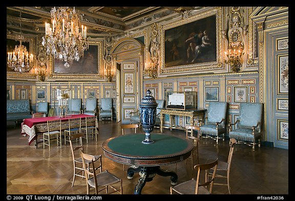 Salon Louis XVIII, Chateau de Fontainebleau. France (color)