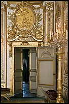 Fontainebleau Palace interior with richly decorated walls. France (color)