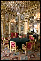 Room with meeting table inside Chateau de Fontainebleau. France