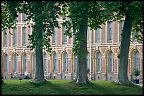 Trees and facade, Fontainebleau Palace. France (color)