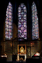 Chapel and stained glass windows, Chartres Cathedral. France (color)