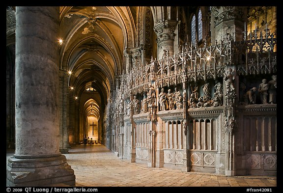 Sanctuary and Aisle, Cathedral of Our Lady of Chartres,. France