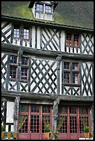 Facade of medieval half-timbered house, Chartres. France (color)