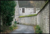 Street and stone wall, Provins. France (color)