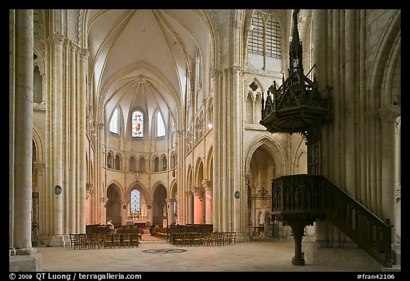 Interior of  Saint Quiriace Collegiate Church, Provins. France (color)