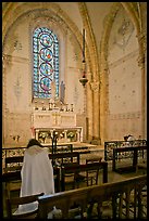 Monks praying in chapel, Saint Quiriace Collegiate Church, Provins. France (color)