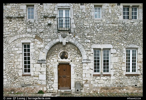 Facade of stone house, Provins. France (color)