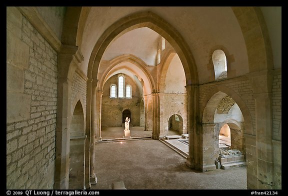 Church transept, Cistercian Abbey of Fontenay. Burgundy, France (color)