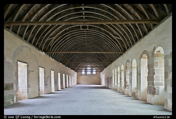 Dormitory, Cistercian Abbey of Fontenay. Burgundy, France (color)