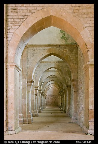 Row of arches, Abbaye de Fontenay. Burgundy, France